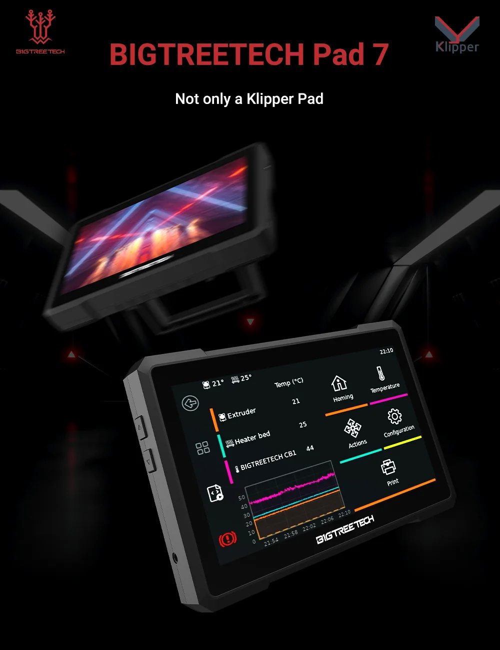 BIGTREETECH Pad 7 IPS Touch Screen Klipper 7 Inch With CB1 32GB TF Card Upgrade For CM4 Voron 2.4 Ender 3 B1 SE PLUS 3D Printer