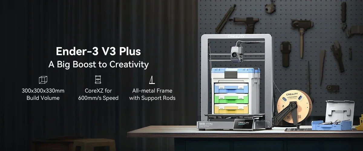 Creality Ender-3 V3 Plus CoreXZ 3D Printer 300x300x300mm Build Volume Bigger Print Size 600mm/S Extruder Auto Load Filament