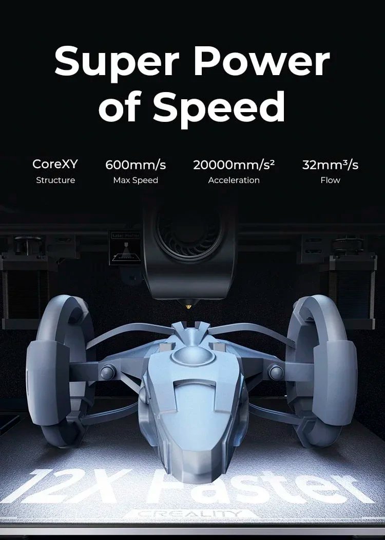 Creality k1/K1MAX /K1C 3D Printer Max. 32MM³/S Flow Hotend Printing Speed 600MM /S Dual-gear Direct Drive Extruder