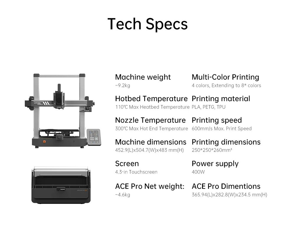 Anycubic Kobra 3 Combo 3D Printer Multi-Color 3D Printer 4 Colors Max 600mm/s Printing Speed Keep Filament Dry 3D Printer