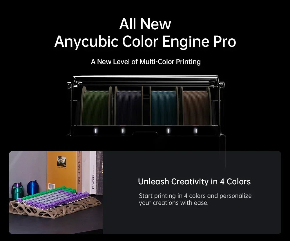 Anycubic Kobra 3 Combo 3D Printer Multi-Color 3D Printer 4 Colors Max 600mm/s Printing Speed Keep Filament Dry 3D Printer