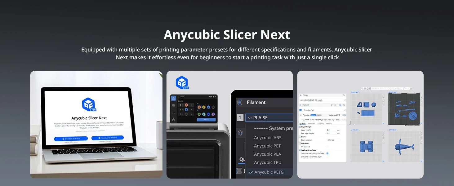 Anycubic Kobra S1 Combo 3D Printer Auto Leveling Fast Reliable User-Friendly S1C Desktop Multi-Color Precision Rapid Printing