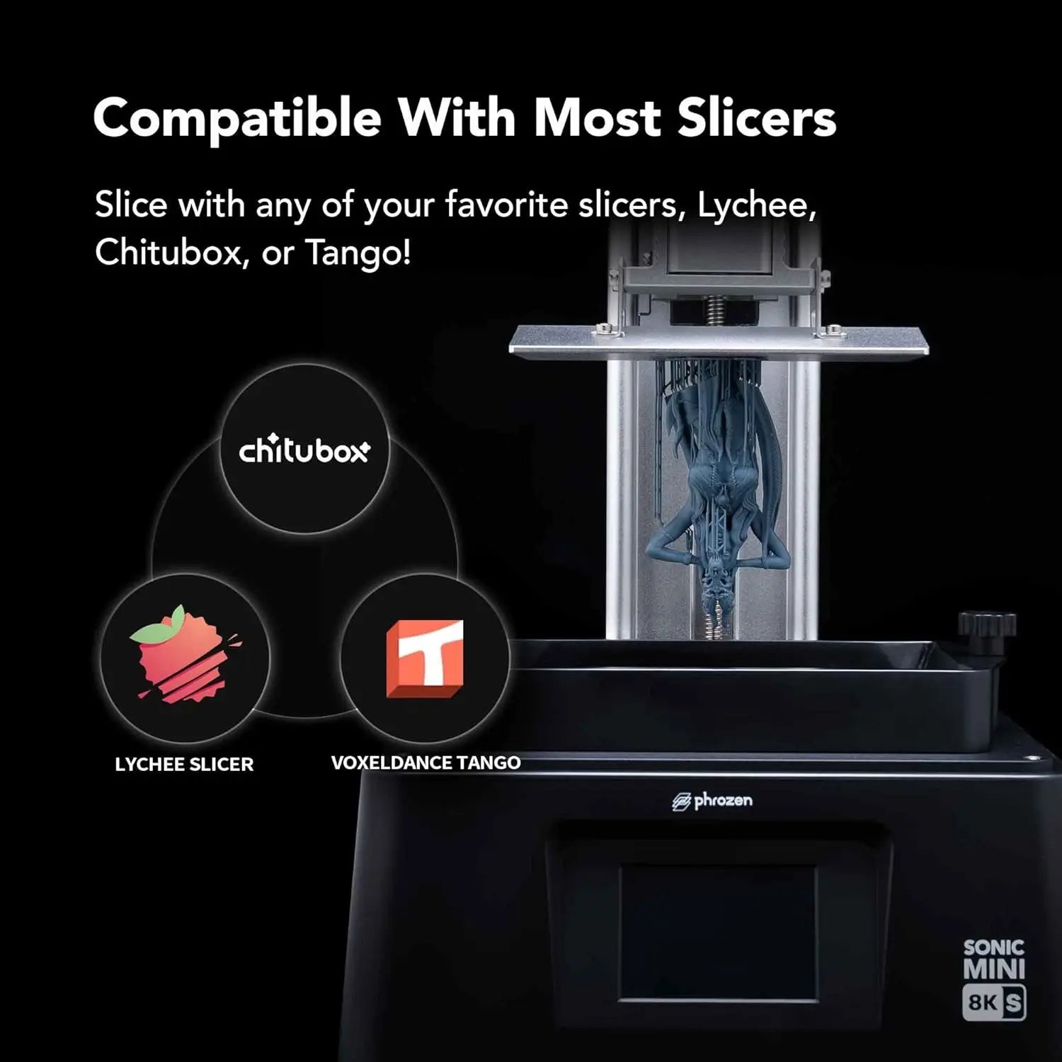 Phrozen Sonic Mini 8K S LCD Resin 3D Printer Highest Resolution of 22 µm 7.1” Mono LCD Screen 16.5X 7.2 x 17 cm Printing Volume