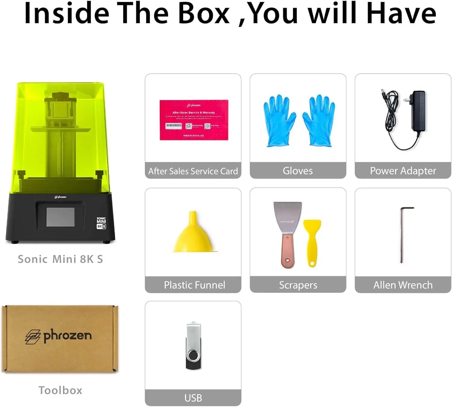 Phrozen Sonic Mini 8K S LCD Resin 3D Printer Highest Resolution of 22 µm 7.1” Mono LCD Screen 16.5X 7.2 x 17 cm Printing Volume