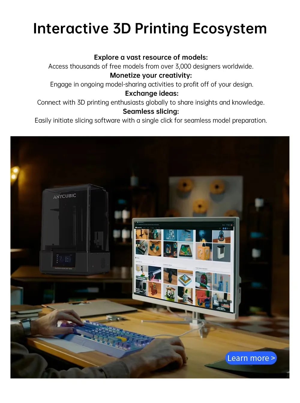 ANYCUBIC Photon Mono M7 MAX Resin 3D Printer 14.7L Ultra-Large Print Volume LCD Resin 3D Printer Print Size 298x168x300mm