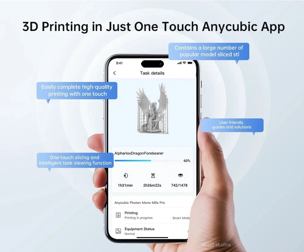 ANYCUBIC Photon Mono M5s Pro 10.1'' 14K HD Mono LCD Leveling-free 3X High Speed Resin 3D Printer Printing Size 218*123*200mm