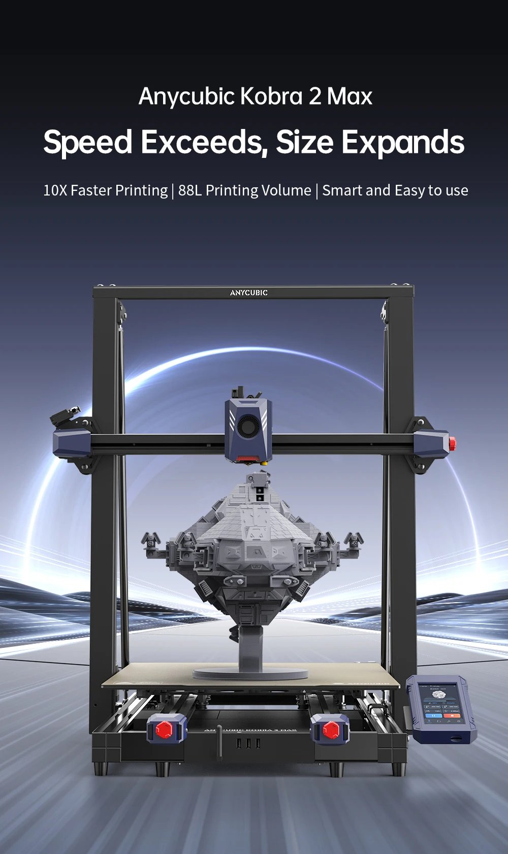 Anycubic Kobra 2 Max 3D Printer 420x420x500mm Speed 500mm/s Support Remote Control and APP Auto Leveling Printing Platform Anycubic Kobra 2 Max 3D Printer 420x420x500mm Speed 500mm/s Support Remote Control and APP Auto Leveling Printing Platform