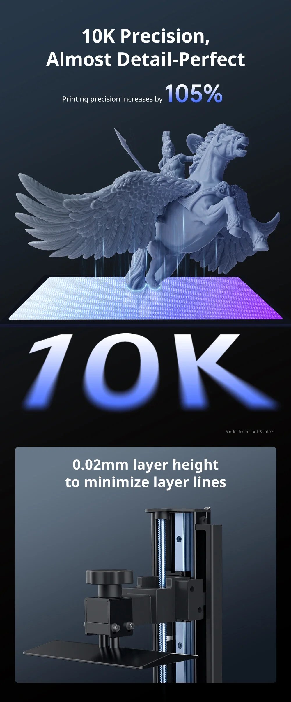 ANYCUBIC 10K Resin 3D Printer Photon Mono 4 Ultra 7'' LCD Mono Screen Max Printing Speed 120mm/h Printing Size 236X231X430mm