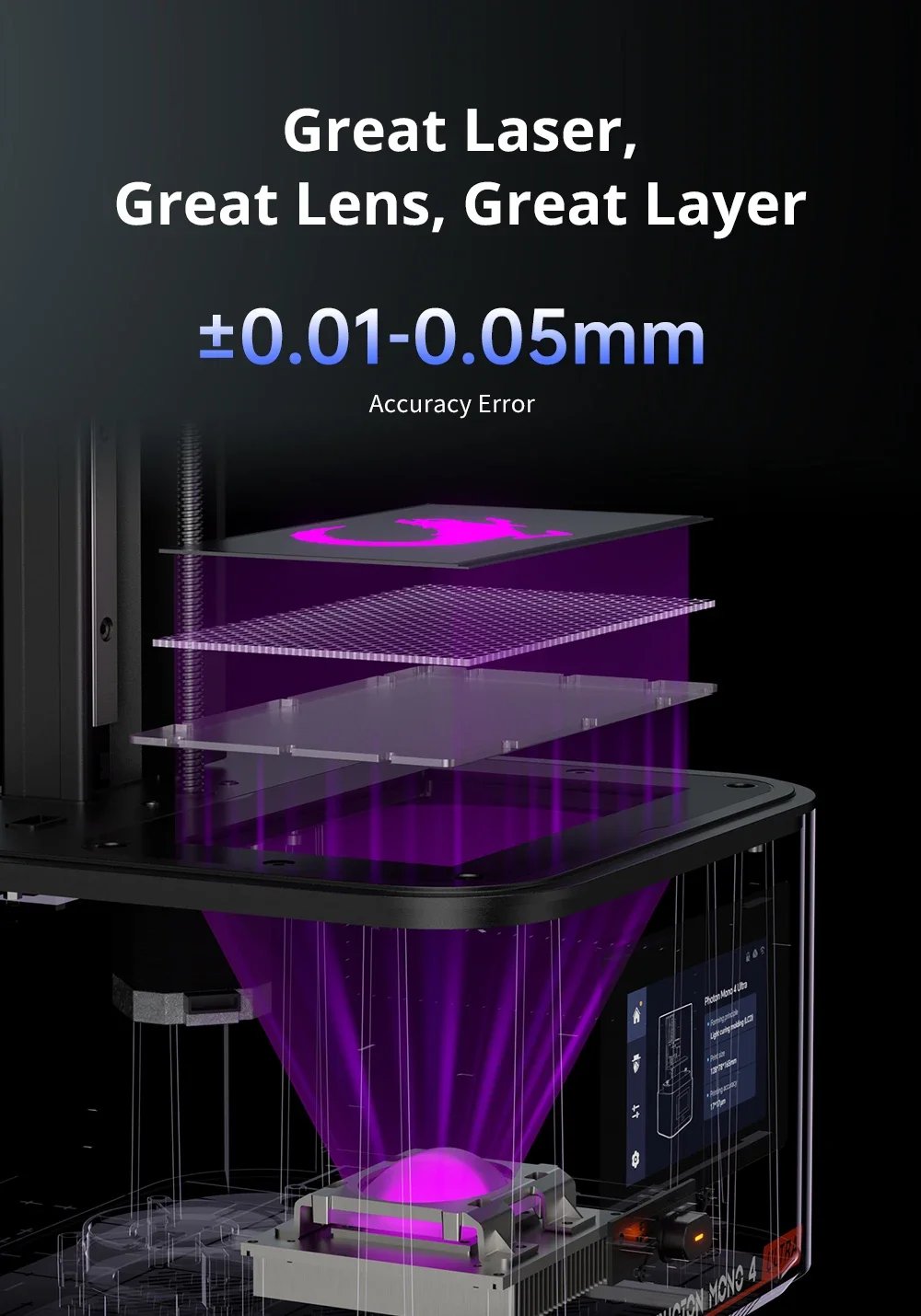 ANYCUBIC 10K Resin 3D Printer Photon Mono 4 Ultra 7'' LCD Mono Screen Max Printing Speed 120mm/h Printing Size 236X231X430mm