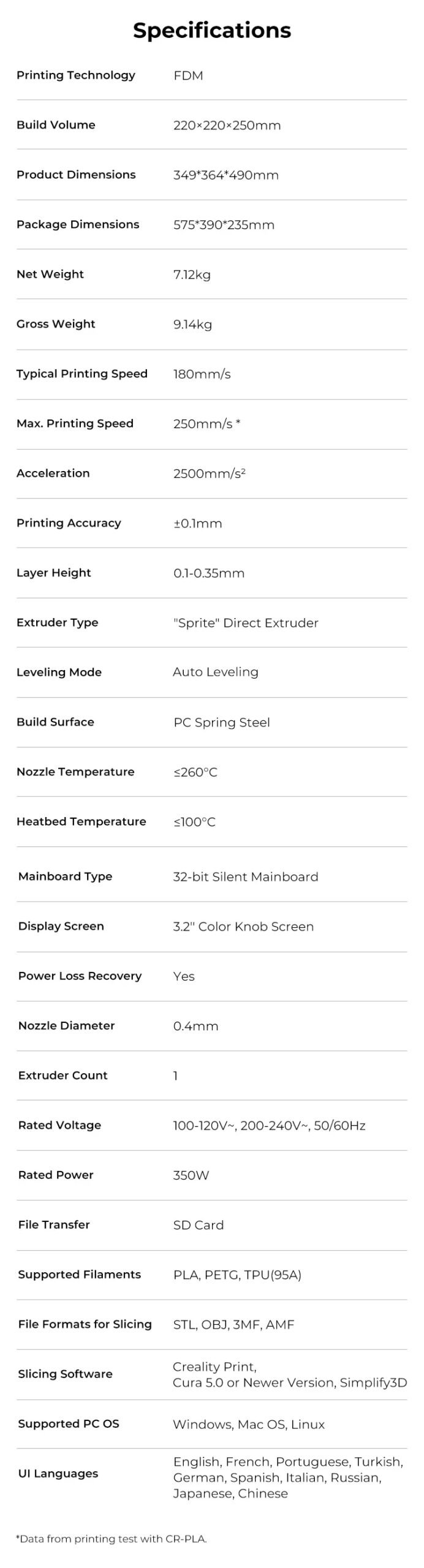 Creality Ender 3 V3 SE 3D Printer 250mm/s Printing Speed Sprite Direct Extruder Dual Z-Axis IU Display CR Touch Auto Leveling