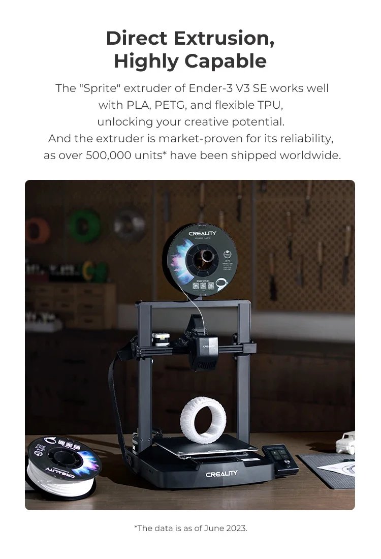 Creality Ender 3 V3 SE 3D Printer 250mm/s Printing Speed Sprite Direct Extruder Dual Z-Axis IU Display CR Touch Auto Leveling