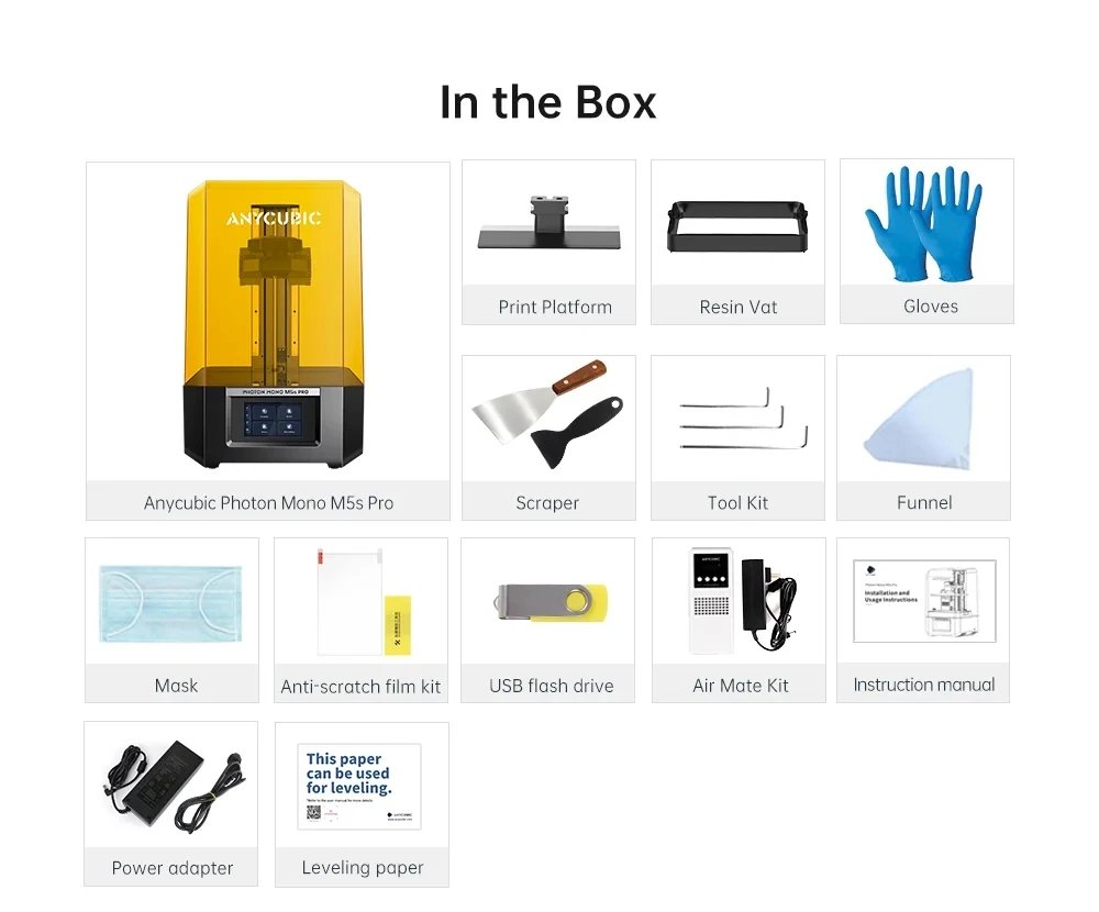 Anycubic Photon Mono M5s Pro Resin 3D Printer 10.1'' 14K HD Mono LCD 3X High Speed Printing 3d Printer size 200x223x126mm
