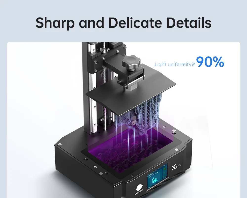 ANYCUBIC Photon Mono X 6Ks Resin 3D Printer 9.1'' 6K Mono Screen LCD SLA Resin Printer Large Printing Size 195 x 122 x 200 mm