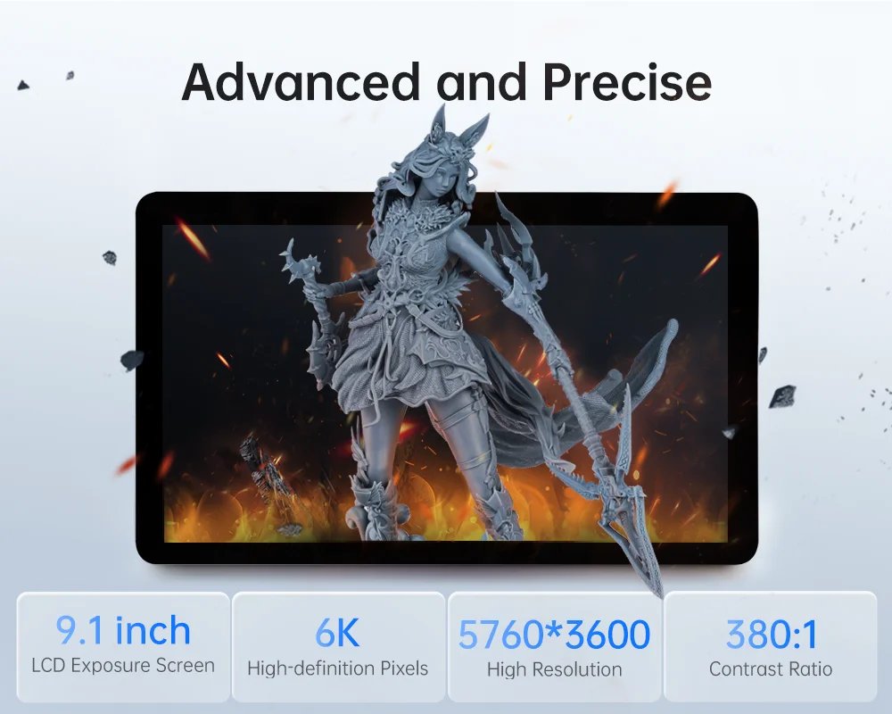 ANYCUBIC Photon Mono X 6Ks Resin 3D Printer 9.1'' 6K Mono Screen LCD SLA Resin Printer Large Printing Size 195 x 122 x 200 mm