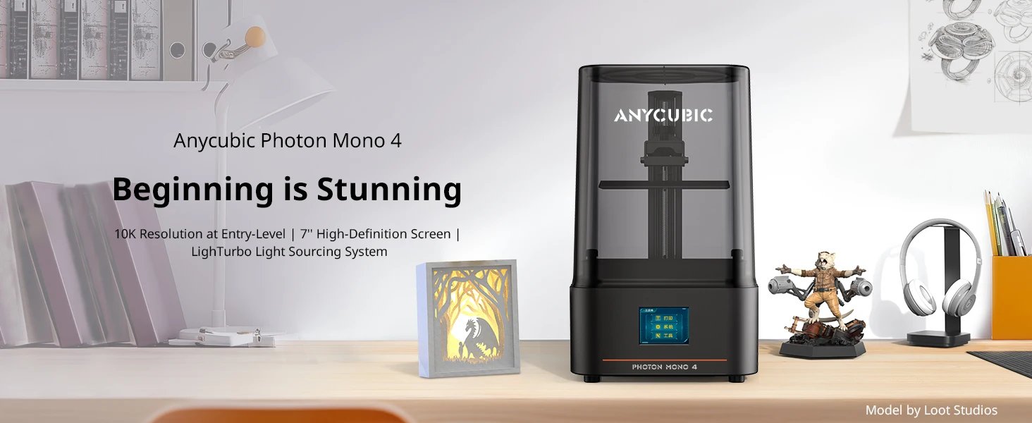 ANYCUBIC Photon Mono 4 3D Printer 7'' LCD 10K Resin Mono 3D Printer Speed Up to 70mm/h Printing Size with Wash and Cure 3.0