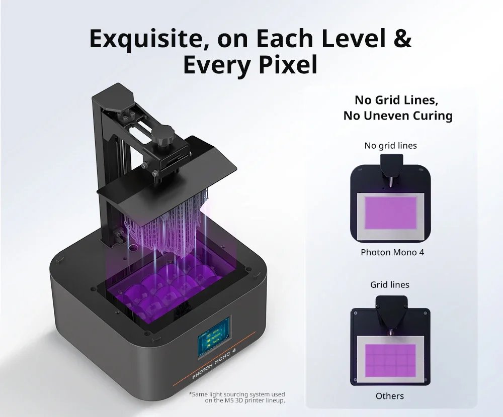 ANYCUBIC Photon Mono 4 3D Printer 7'' LCD 10K Resin Mono 3D Printer Speed Up to 70mm/h Printing Size with Wash and Cure 3.0