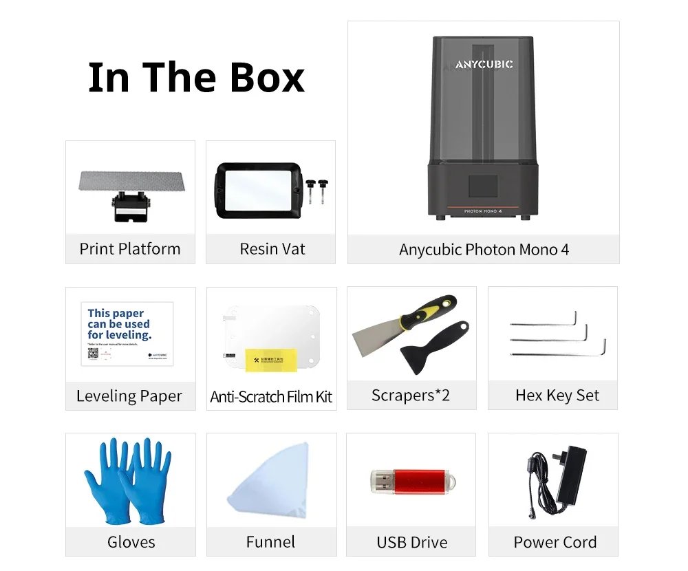 ANYCUBIC Photon Mono 4 3D Printer 7'' LCD 10K Resin Mono 3D Printer Speed Up to 70mm/h Printing Size with Wash and Cure 3.0