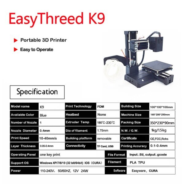 EasyThreed K9 Mini 3D Printer