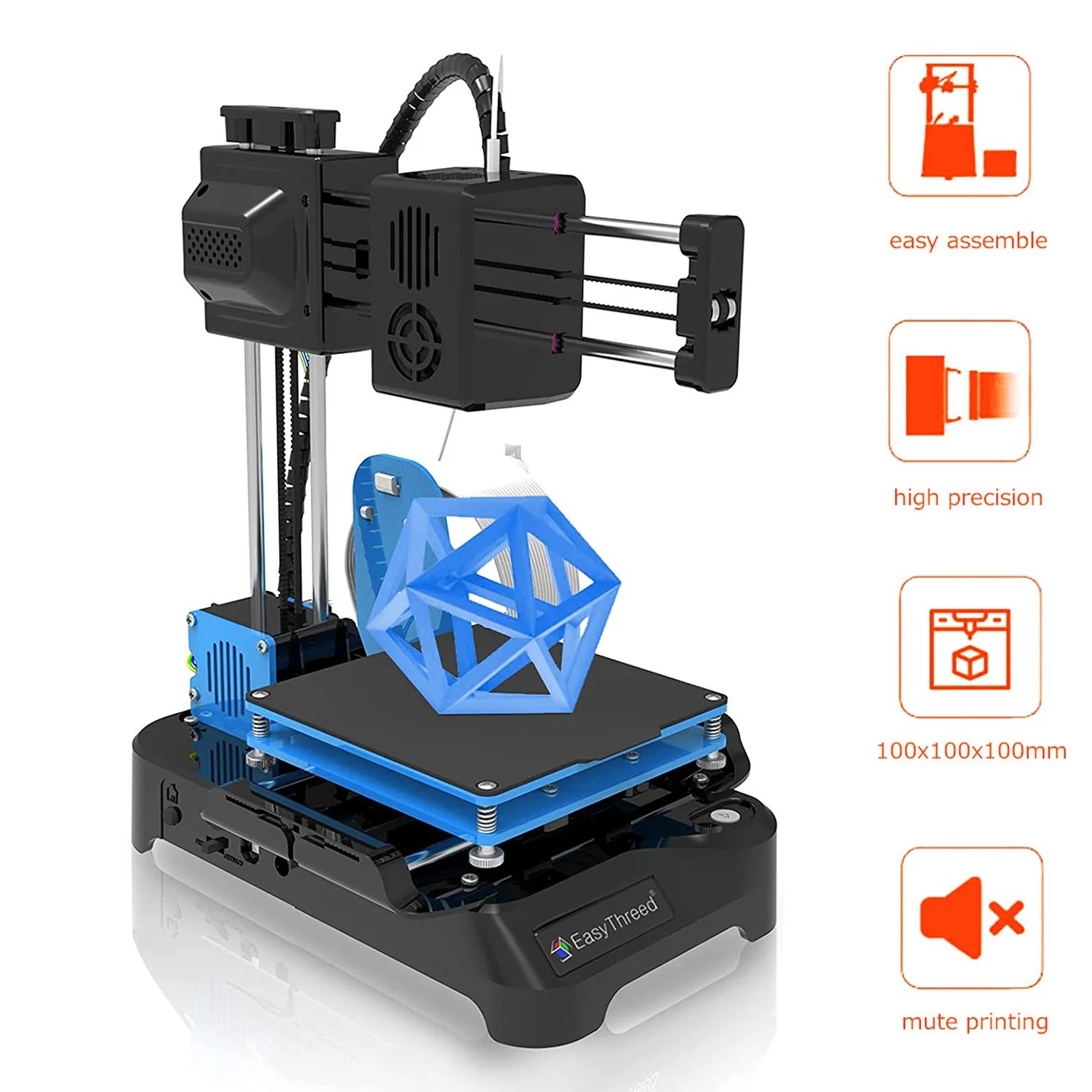 EasyThreed K7 Mini 3D Printer Easy to Use Entry Level Toy Gift 3D Printer FDM TPU PLA Filament 1.75mm Black