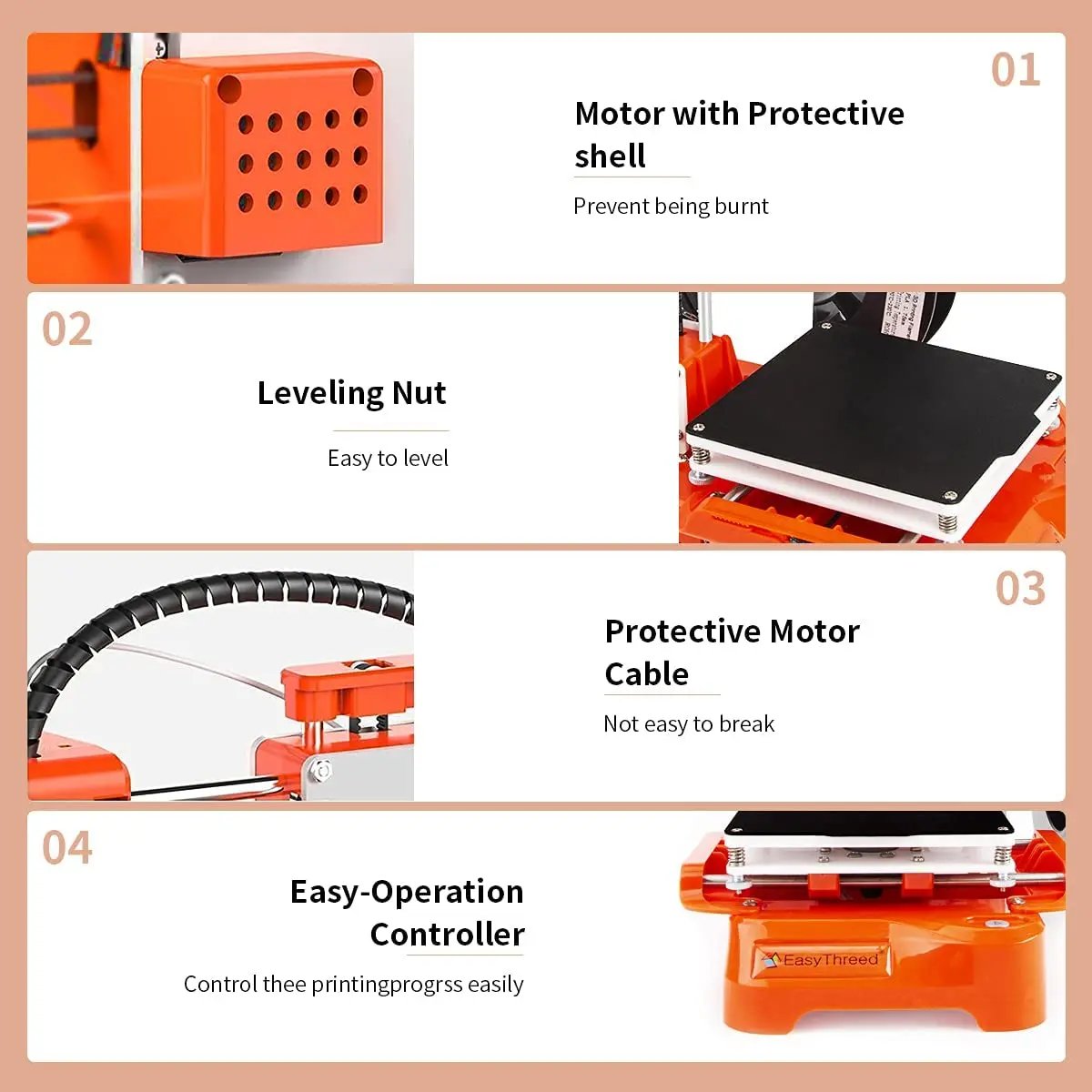 EasyThreed K7 Mini 3D Printer Easy to Use Entry Level Toy Gift 3D Printer FDM TPU PLA Filament 1.75mm Black