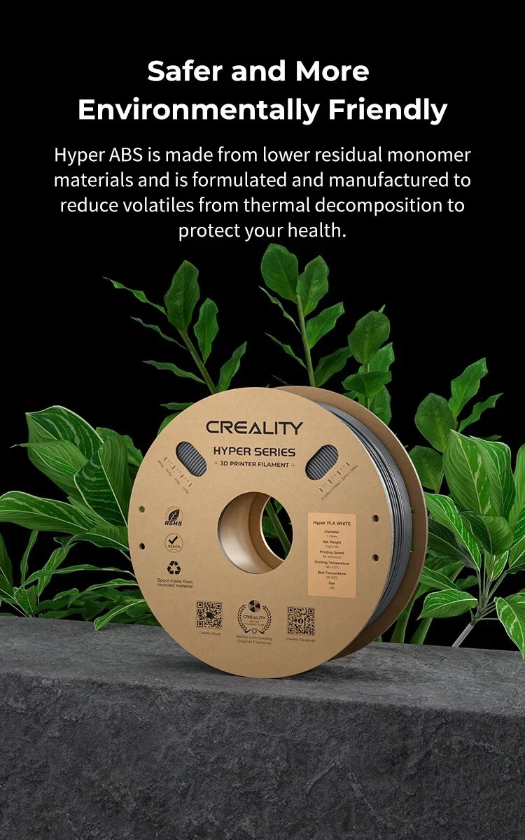 Creality Hyper ABS Filament 1.75mm 3D Printer Filament ABS Designed for High Speed 350mm/s 1kg(2.2lbs)/Spool