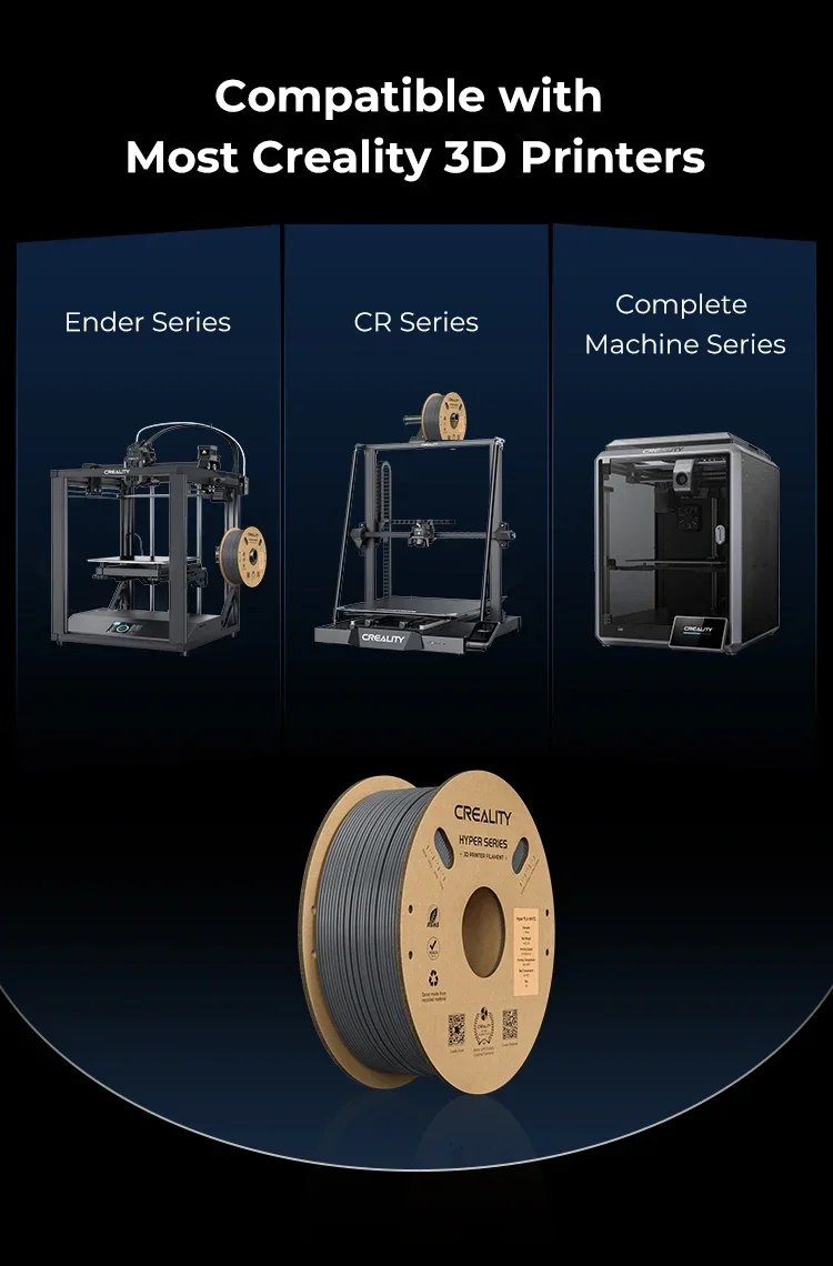 Creality Hyper ABS Filament 1.75mm 3D Printer Filament ABS Designed for High Speed 350mm/s 1kg(2.2lbs)/Spool