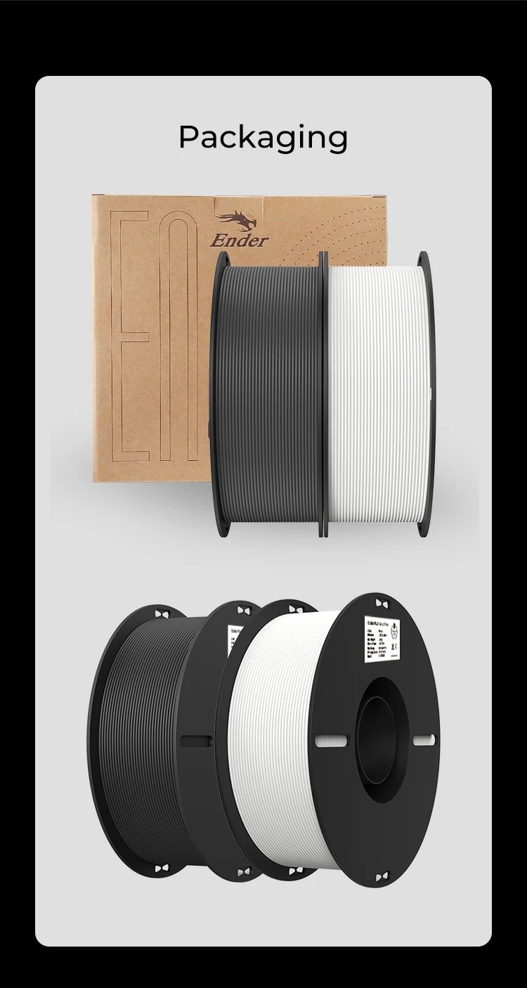 Creality PLA Filament 1.75mm PLA 3D Printer Filament 2kg Fit Most FDM Printer White and Black Ender-PLA Value Pack 2 Spools Pack