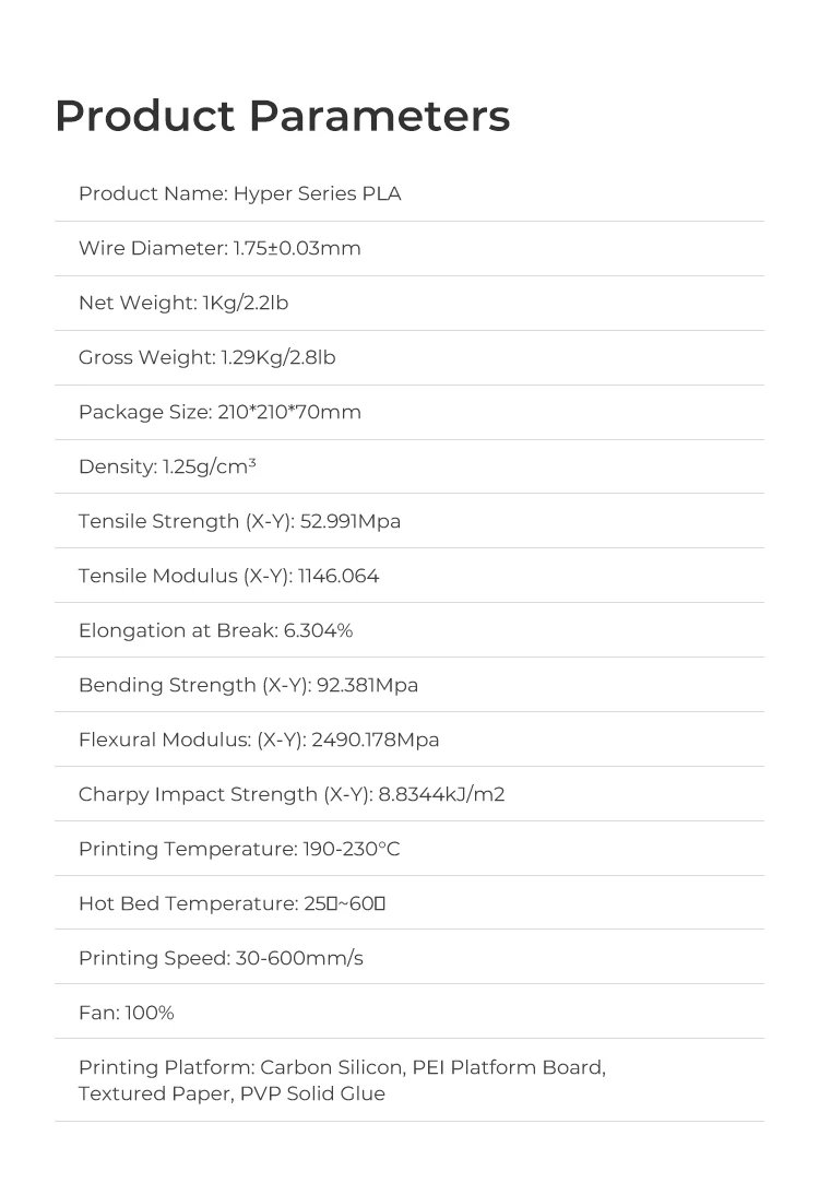 Creality official Hyper Series PLA Filament 1.75mm 1KG