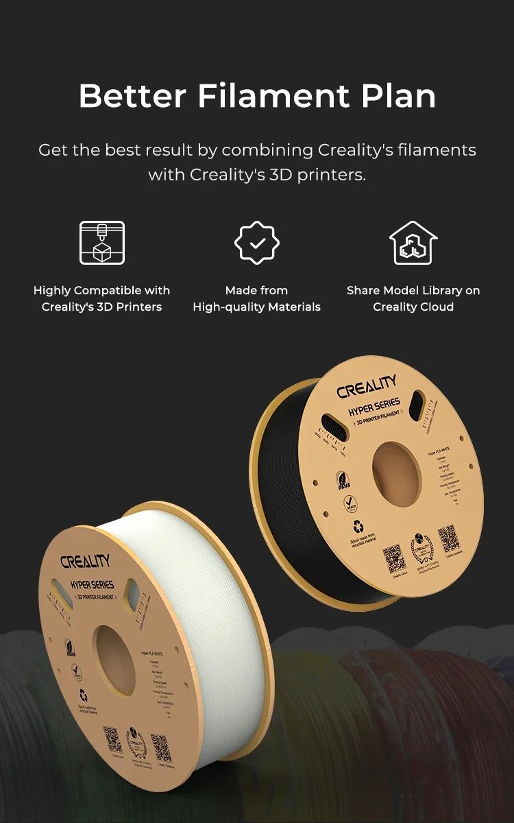 Creality 3D PLA Filament 1.75mm Hyper PLA High Speed 30-600mm/s 3D Printer Filament 1KG Spool PLA Fit Most 3D Printers