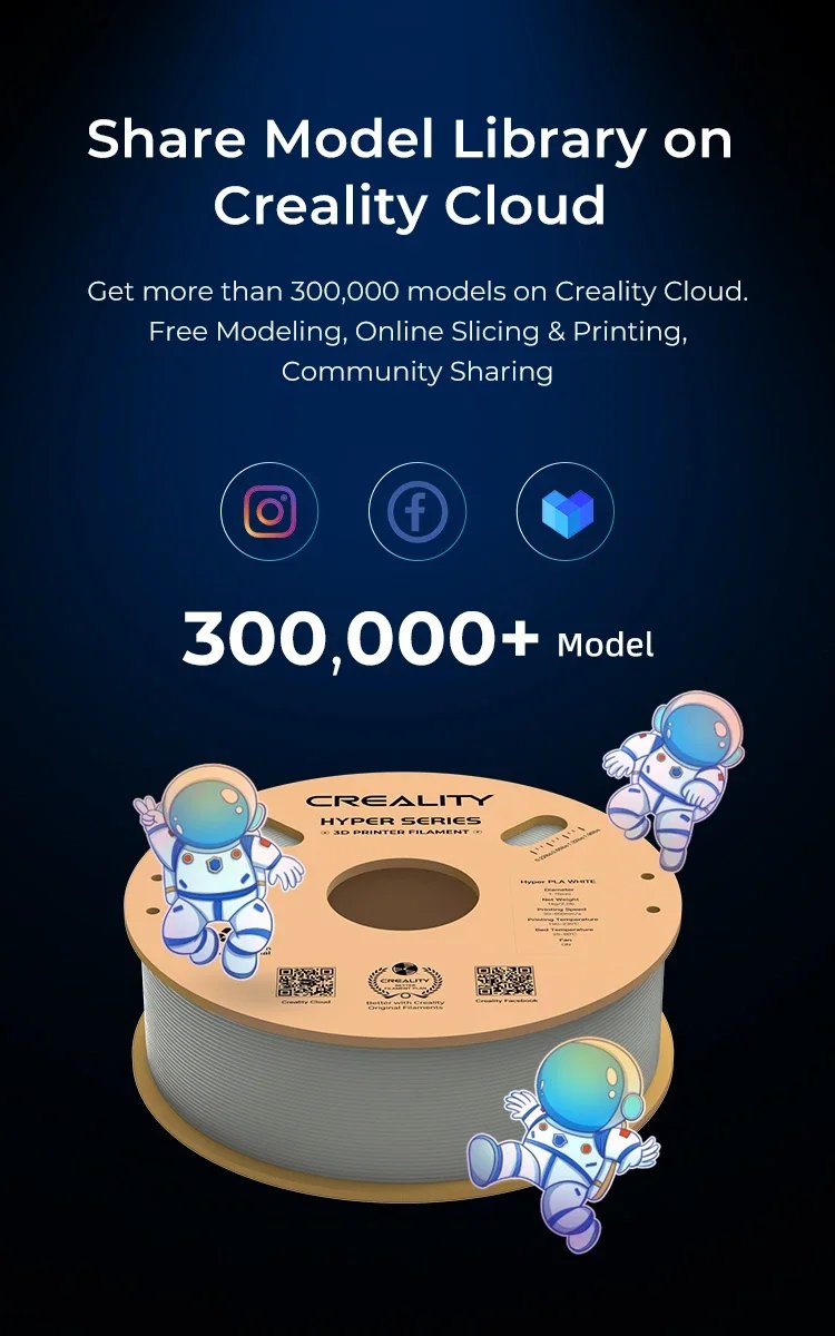 Creality 3D PLA Filament 1.75mm Hyper PLA High Speed 30-600mm/s 3D Printer Filament 1KG Spool PLA Fit Most 3D Printers Creality 3D PLA Filament 1.75mm Hyper PLA High Speed 30-600mm/s 3D Printer Filament 1KG Spool PLA Fit Most 3D Printers