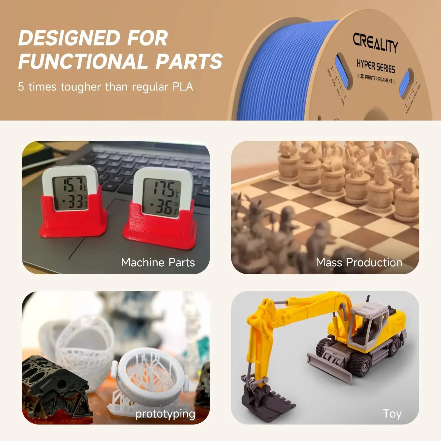 Creality 3D PLA Filament 1.75mm Hyper PLA High Speed 30-600mm/s 3D Printer Filament 1KG Spool PLA Fit Most 3D Printers Creality 3D PLA Filament 1.75mm Hyper PLA High Speed 30-600mm/s 3D Printer Filament 1KG Spool PLA Fit Most 3D Printers