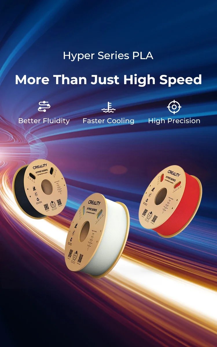 Creality 3D PLA Filament 1.75mm Hyper PLA High Speed 30-600mm/s 3D Printer Filament 1KG Spool PLA Fit Most 3D Printers