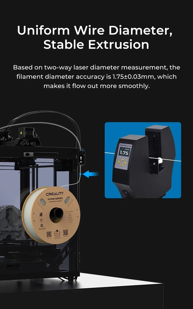 Creality 3D PLA Filament 1.75mm Hyper PLA High Speed 30-600mm/s 3D Printer Filament 1KG Spool PLA Fit Most 3D Printers
