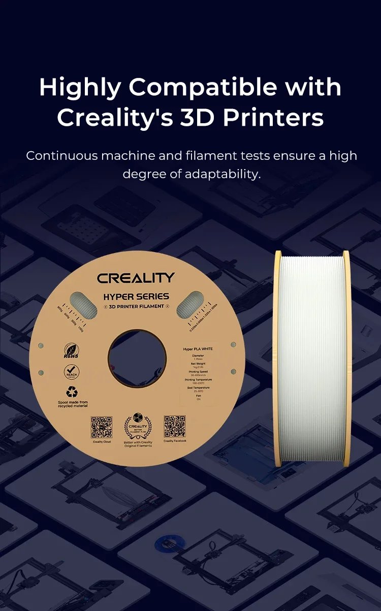 Creality 3D PLA Filament 1.75mm Hyper PLA High Speed 30-600mm/s 3D Printer Filament 1KG Spool PLA Fit Most 3D Printers