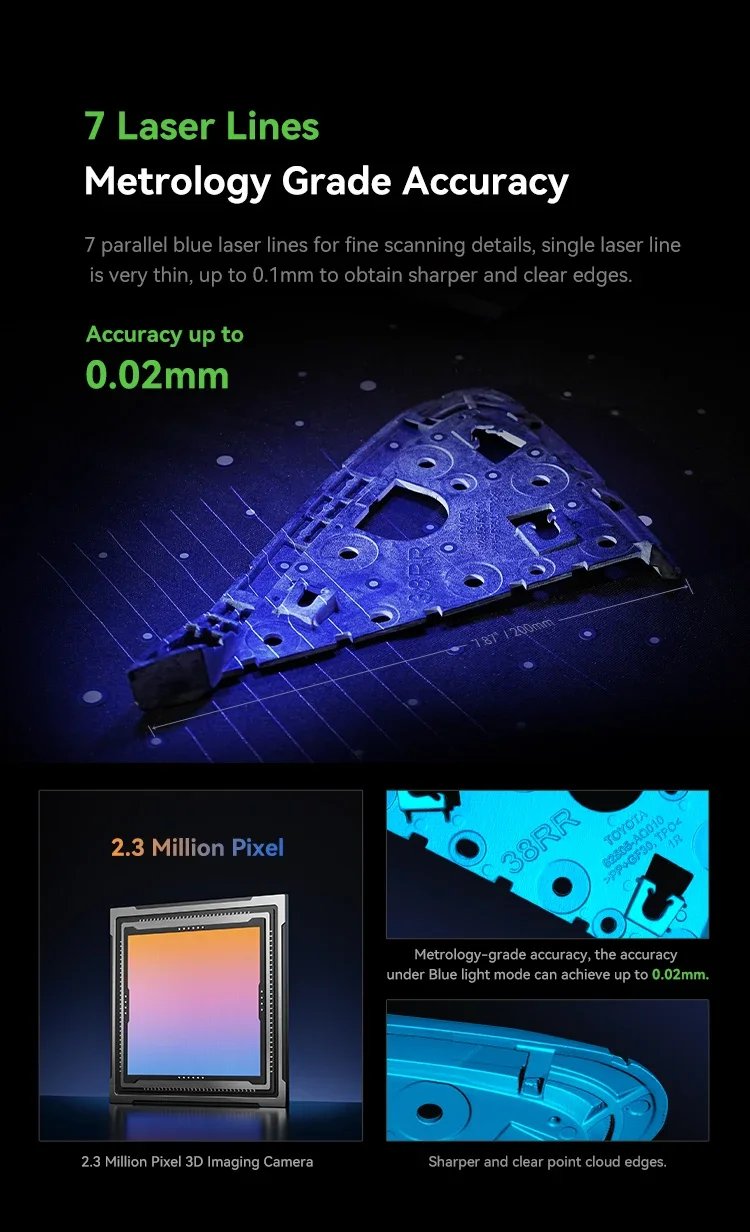Creality CR-Scan Raptor 3D Scanner for K1/KC1/K1-Max Hybird Blue Laser & NIR Maximum 0.02mm Accuracy