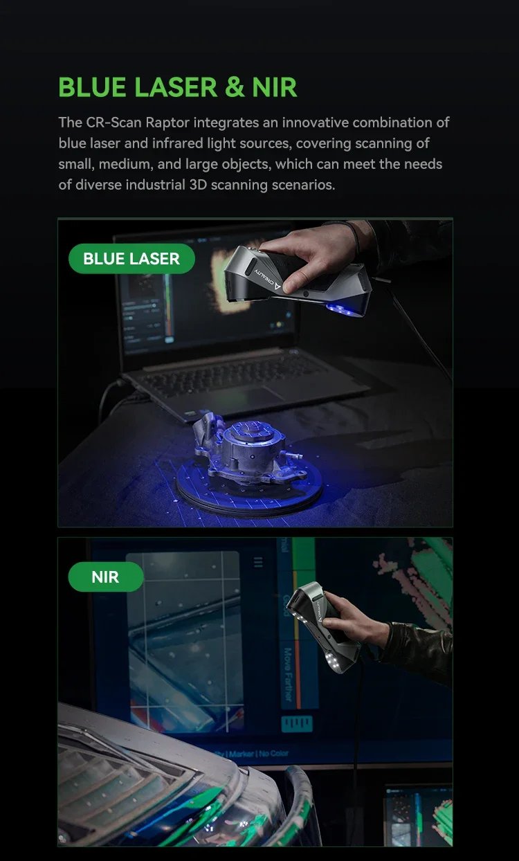 Creality CR-Scan Raptor 3D Scanner for K1/KC1/K1-Max Hybird Blue Laser & NIR Maximum 0.02mm Accuracy