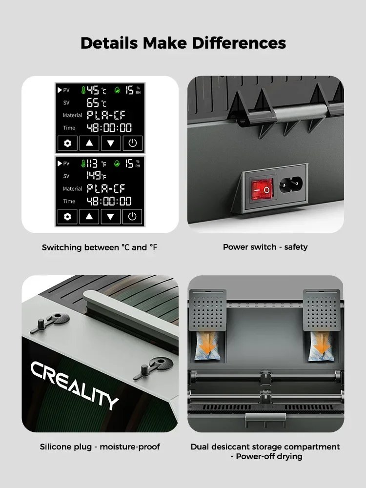 New Creality Space Pi Filament Dryer Plus 160W Upgraded Two Rolls Capacity Double Drying Two Rollscapacity for 2KG Filament