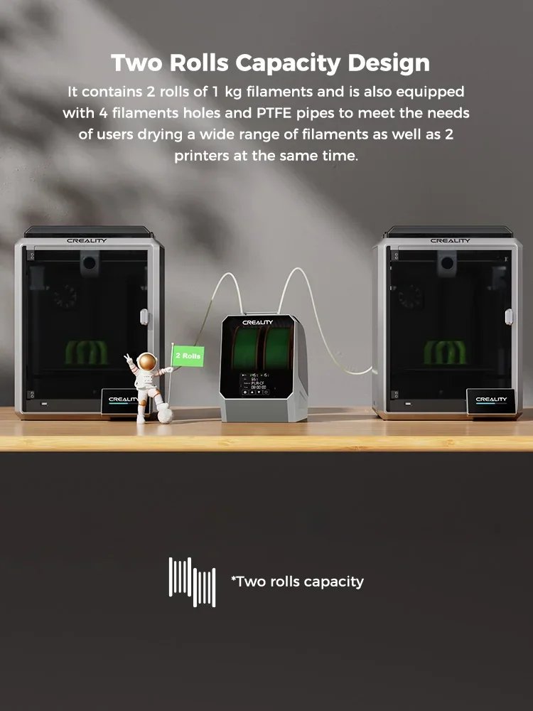 New Creality Space Pi Filament Dryer Plus 160W Upgraded Two Rolls Capacity Double Drying Two Rollscapacity for 2KG Filament