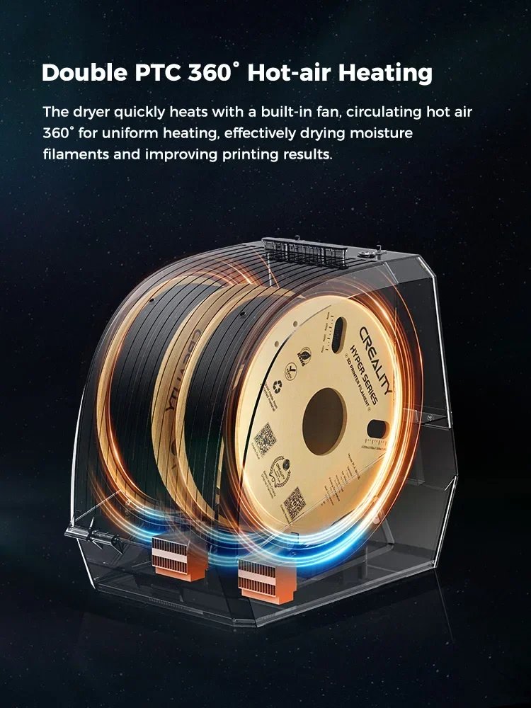 New Creality Space Pi Filament Dryer Plus 160W Upgraded Two Rolls Capacity Double Drying Two Rollscapacity for 2KG Filament