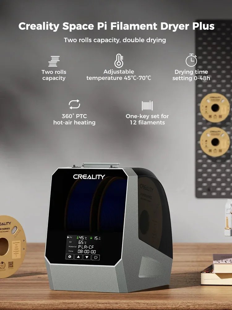 2024 New Creality Space Pi Filament Dryer Plus 160W Two Rolls Capacity Double Drying Two Rollscapacity for 2KG Filament