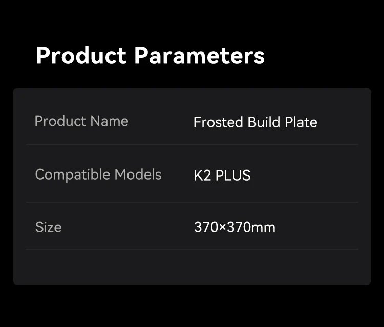 Creality K2 Plus PEI Frosted Build Plate 370x370mm PEI Powder Coating K2 Plus Printing Platform 3D Printer Accessories