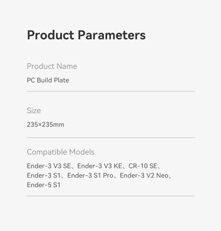 Creality Ender-3 V3 SE/KE PC-Textured Build Plate 235x235mm Single-sided 3D Printer Platform Board 3D Printer Accessories