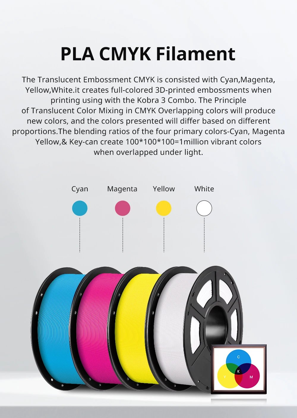 ANYCUBIC PLA Filament 1KG 1.75mm for FDM 3D Printer Kobra Series Milti-Colors Optional Plastic Consumables Material for Printing ANYCUBIC PLA Filament 1KG 1.75mm for FDM 3D Printer Kobra Series Milti-Colors Optional Plastic Consumables Material for Printing