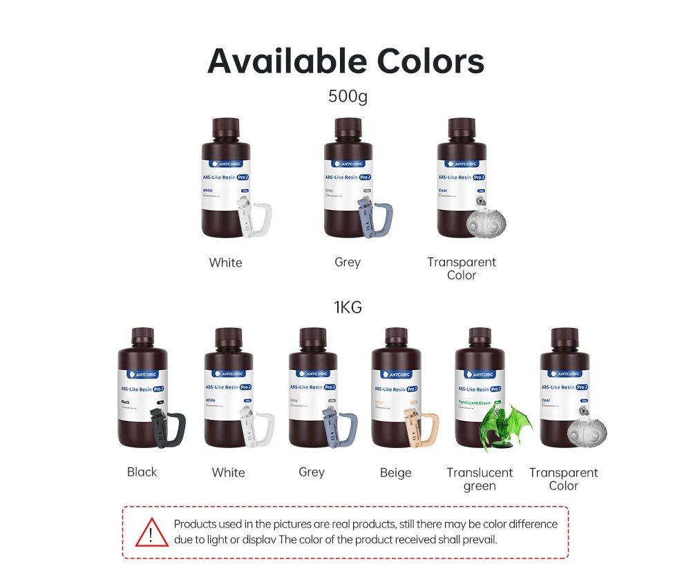 ANYCUBIC ABS-Like Pro 2 Resin 3D Printing Material For LCD SLA 3D Printer Rapid UV Curing 405nm 3D Resin High Precision