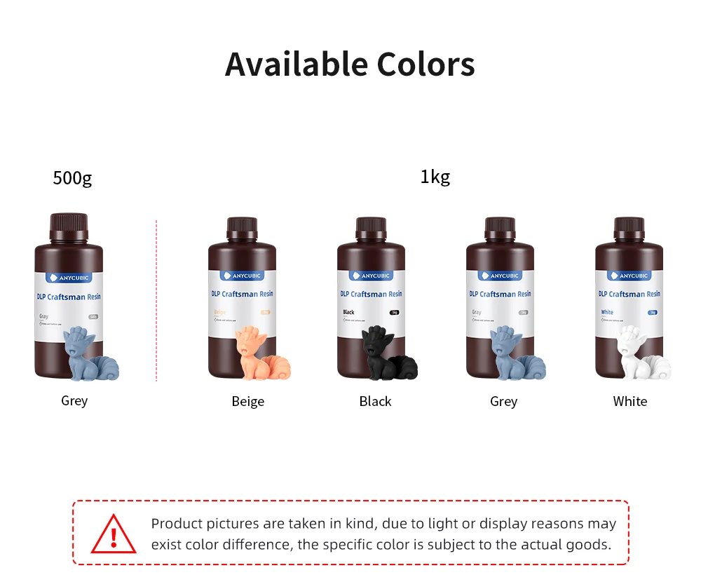 Anycubic DLP Craftsman Resin High Accuracy Resin Ceramic Powder For 3D Printer Photon D2 Mono X 6K 3D Printing Material Anycubic DLP Craftsman Resin High Accuracy Resin Ceramic Powder For 3D Printer Photon D2 Mono X 6K 3D Printing Material