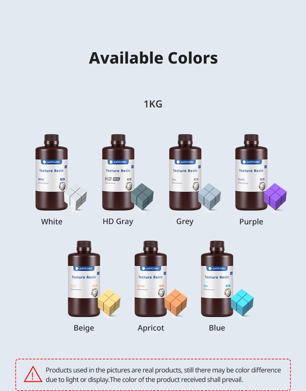 ANYCUBIC Texture Resin 405nm 14K High-precision UV Resin For Photon 3D Printer Matte Finish Toughness UV Photopolymer Resin