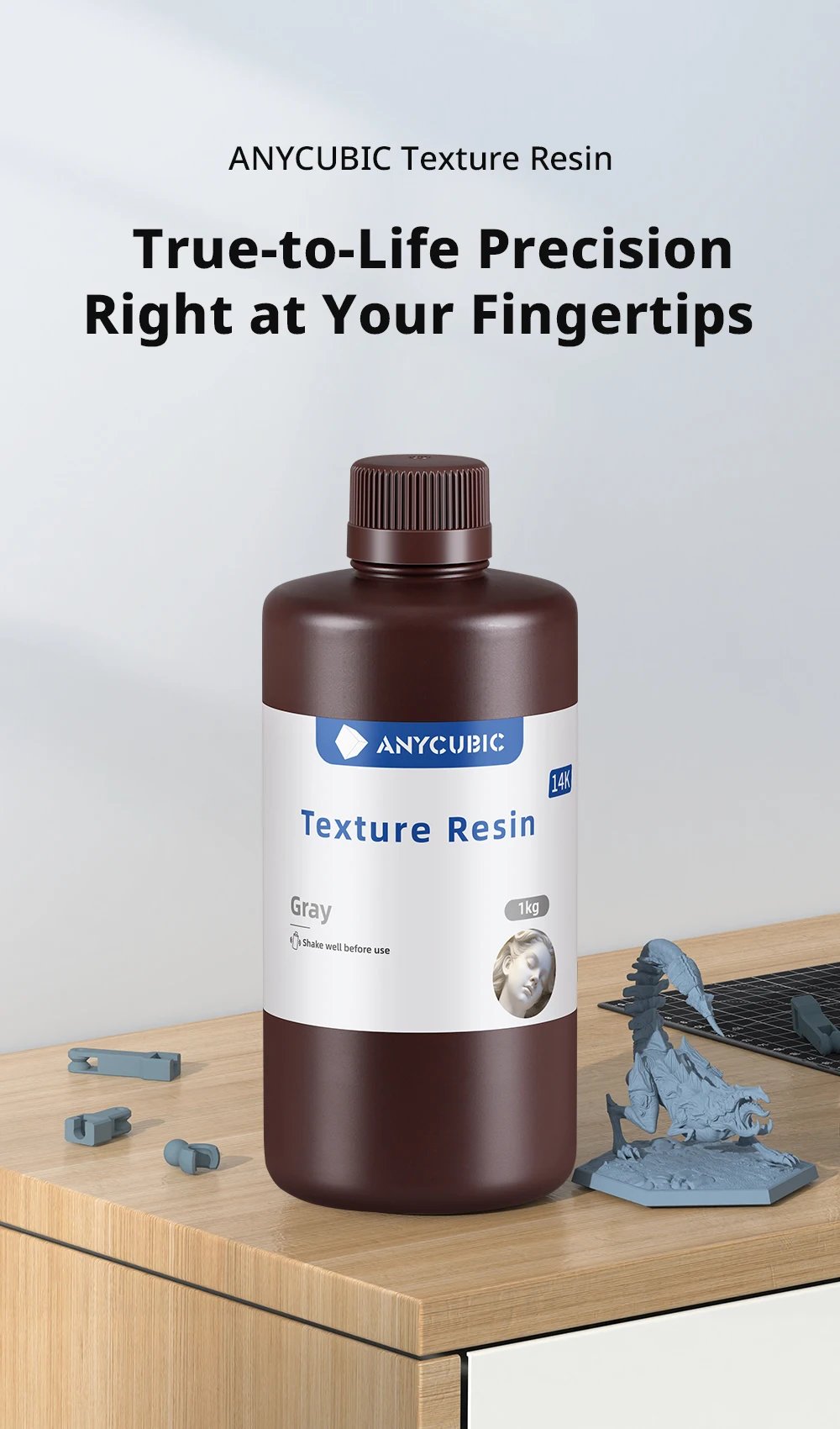 ANYCUBIC Texture Resin 405nm 14K High-precision UV Resin For Photon 3D Printer Matte Finish Toughness UV Photopolymer Resin