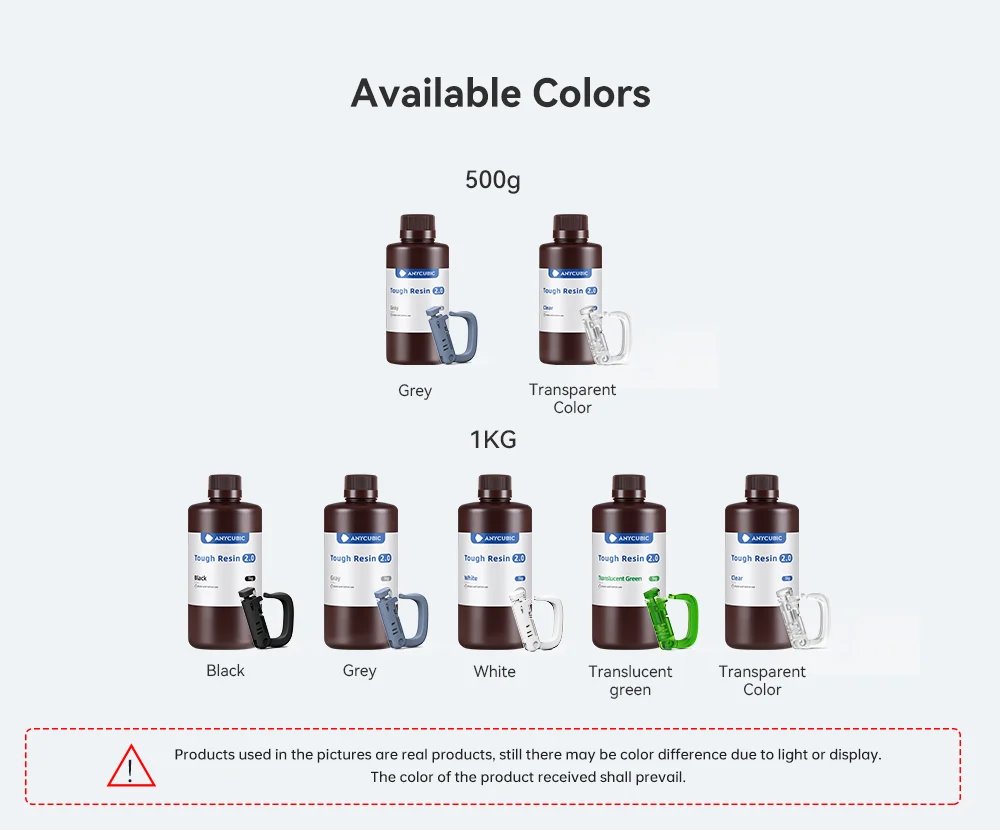 Anycubic Flexible Tough Resin 2.0 3D Printer High Toughness Photosensitive Resin 3D Printing Material UV Resin For Photon Mono Anycubic Flexible Tough Resin 2.0 3D Printer High Toughness Photosensitive Resin 3D Printing Material UV Resin For Photon Mono