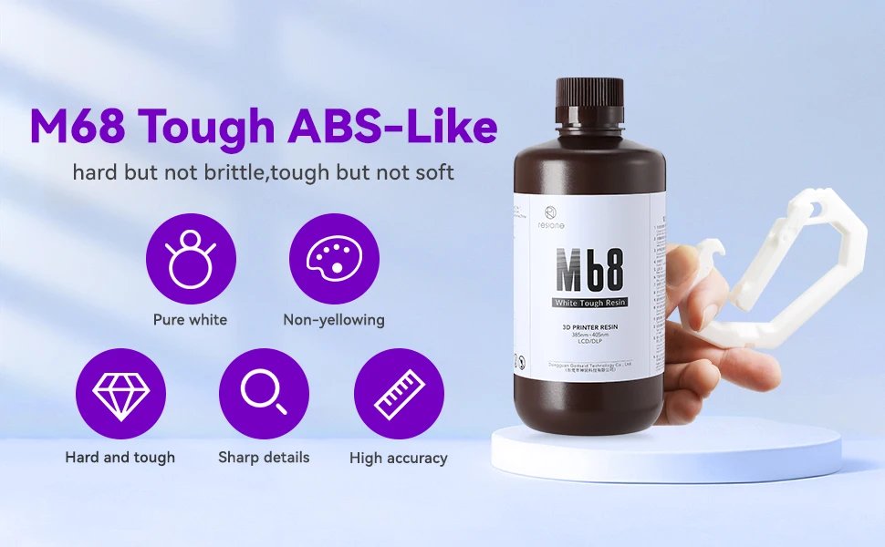 Resione 1KG K PLUS Tough ABS Like 3d Printer Photopolymer Resin 405nm For LCD SLA DLP Elegoo Anycubic Resin 3d Printer Resione 1KG K PLUS Tough ABS Like 3d Printer Photopolymer Resin 405nm For LCD SLA DLP Elegoo Anycubic Resin 3d Printer