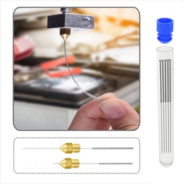 10pcs Stainless Steel Nozzle Cleaning Needles Tool